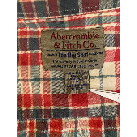 VTG Abercrombie & Fitch "The Big Shirt" 90s Plaid Flannel Mens M Preppy Grunge - Picture 2 of 16